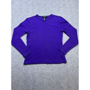 Lauren Ralph Lauren Purple Round Neck Long Sleeve Pullover Women's Petite